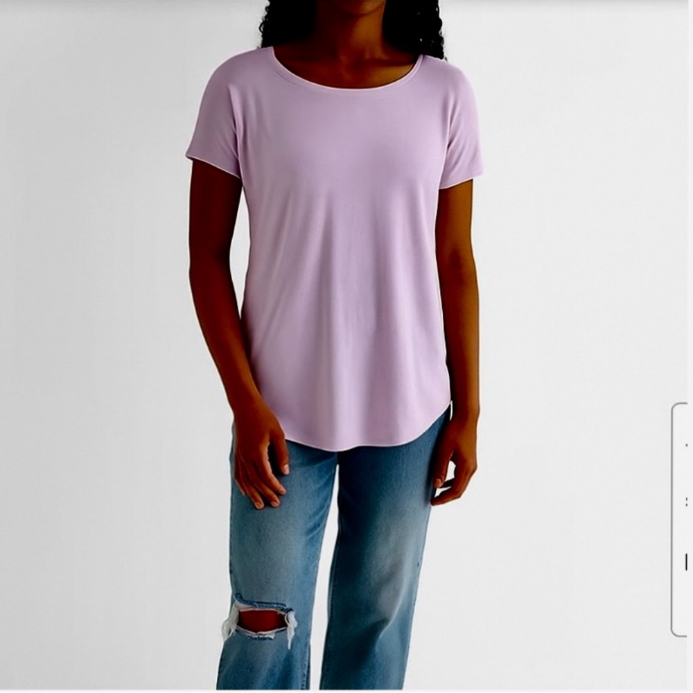 Express Relaxed London Tee Boat Neck/Off Shoulder Lavender XS NWT
